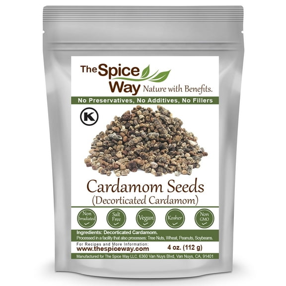 The Spice Way Cardamom Seeds - European, Asian and American cuisine – All Natural - Resealable Pouch - 4 Oz