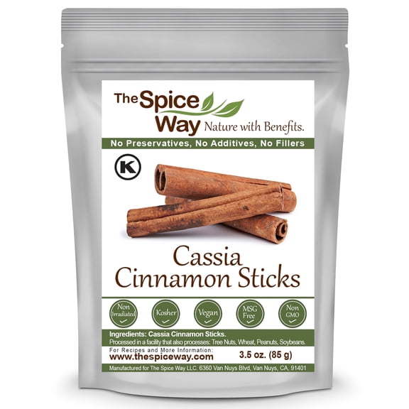 The Spice Way Cassia Cinnamon Sticks - European, Middle Eastern, Asian, and American cuisine – All Natural - Resealable Pouch - 3.5 Oz.