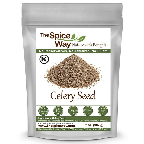 The Spice Way Celery Seeds - Middle Eastern, Asian, and American cuisine Spice Blend – All Natural – Resealable Pouch - 32 Oz.
