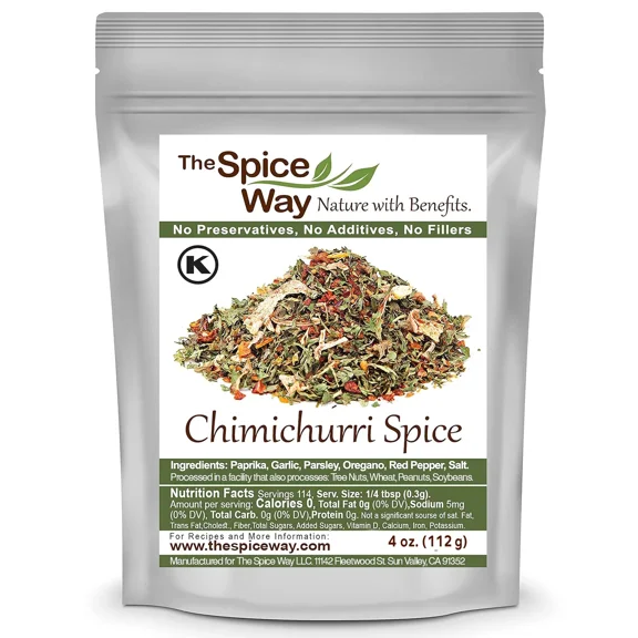 The Spice Way Chimichurri Spice Blend – Argentinan cuisine – All Natural - Resealable Pouch - 4 Oz.