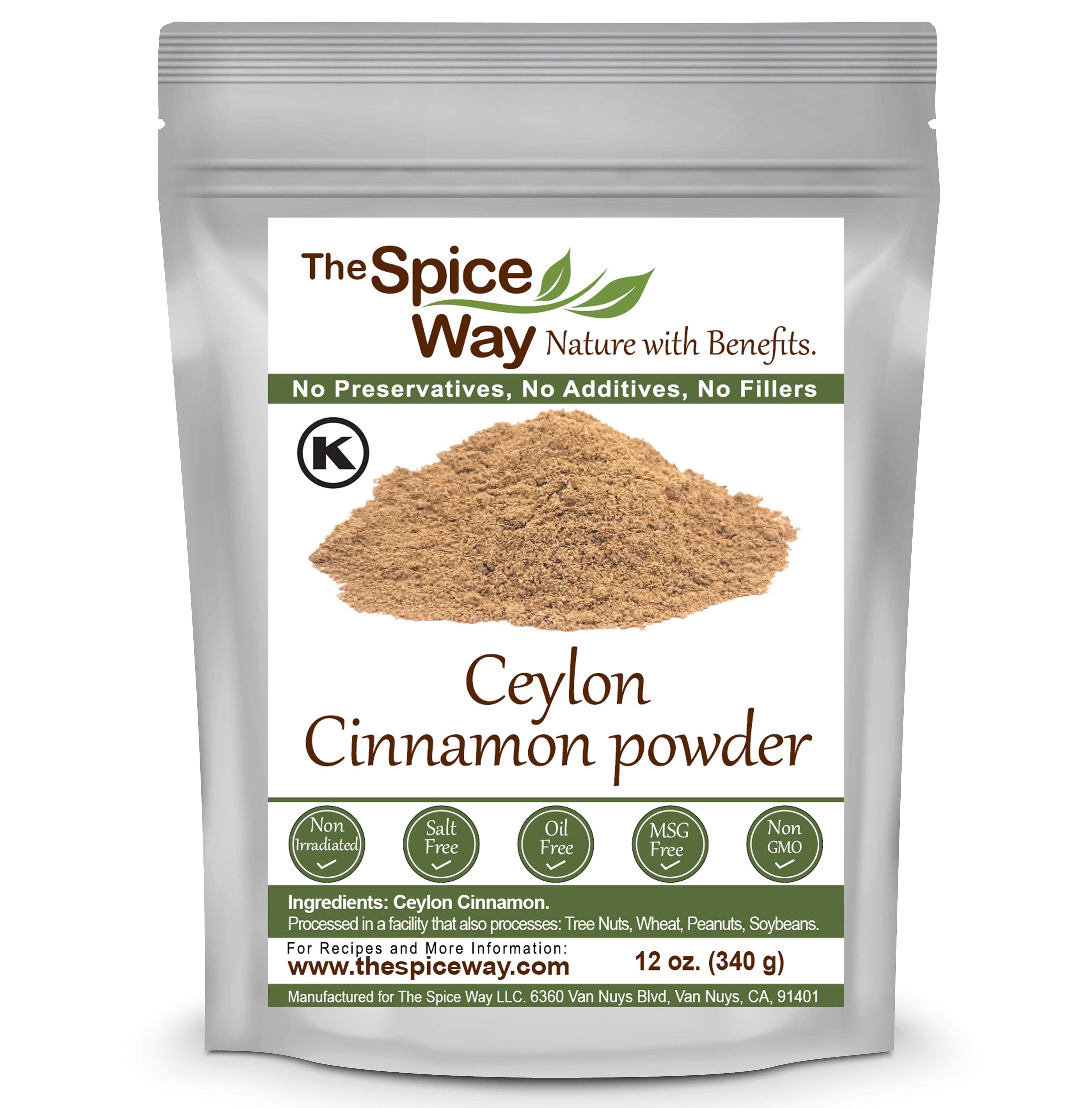 The Spice Way Cinnamon Ceylon Powder - European, Middle Eastern, Asian, and American cuisine  All Natural - Resealable Pouch - 12 Oz.