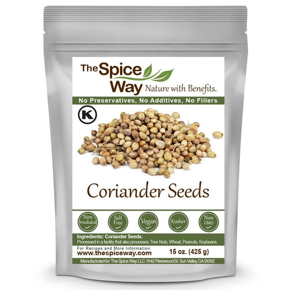 The Spice Way Coriander Seeds - All Natural, Indian, Middle Eastern, Mediterranean, and Asian Cuisine - 15 oz.