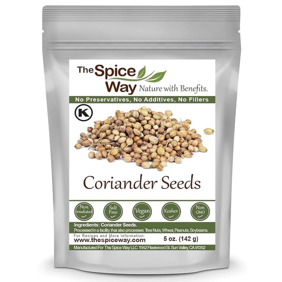 The Spice Way Coriander Seeds - All Natural, Asian, European, American Cuisine - 5 oz.