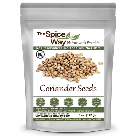 The Spice Way Coriander Seeds - All Natural Asian, Europe, American Cuisine, Resealable Pouch - 5oz