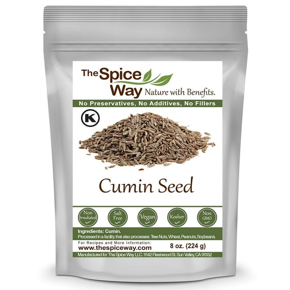 The Spice Way Cumin Seeds - Middle Eastern and Asian - All Natural - Resealable Pouch - 8 oz.