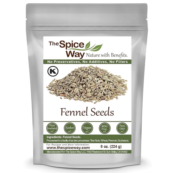 The Spice Way Fennel Seeds - European Middle Eastern Asian & American Cuisine - 8 oz.