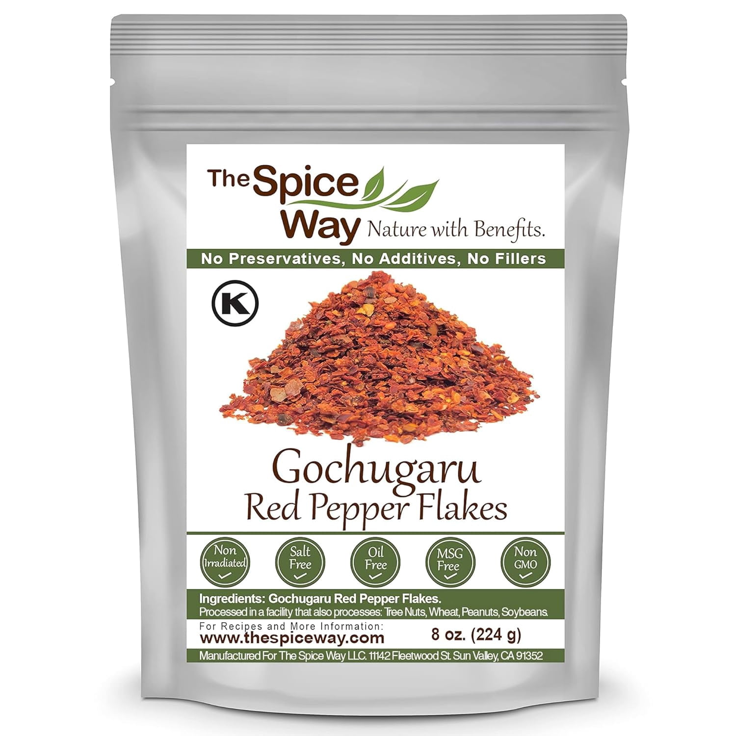 The Spice Way Gochugaru Korean Red Pepper Flakes - Pure and Natural, Free from Preservatives - 8 oz