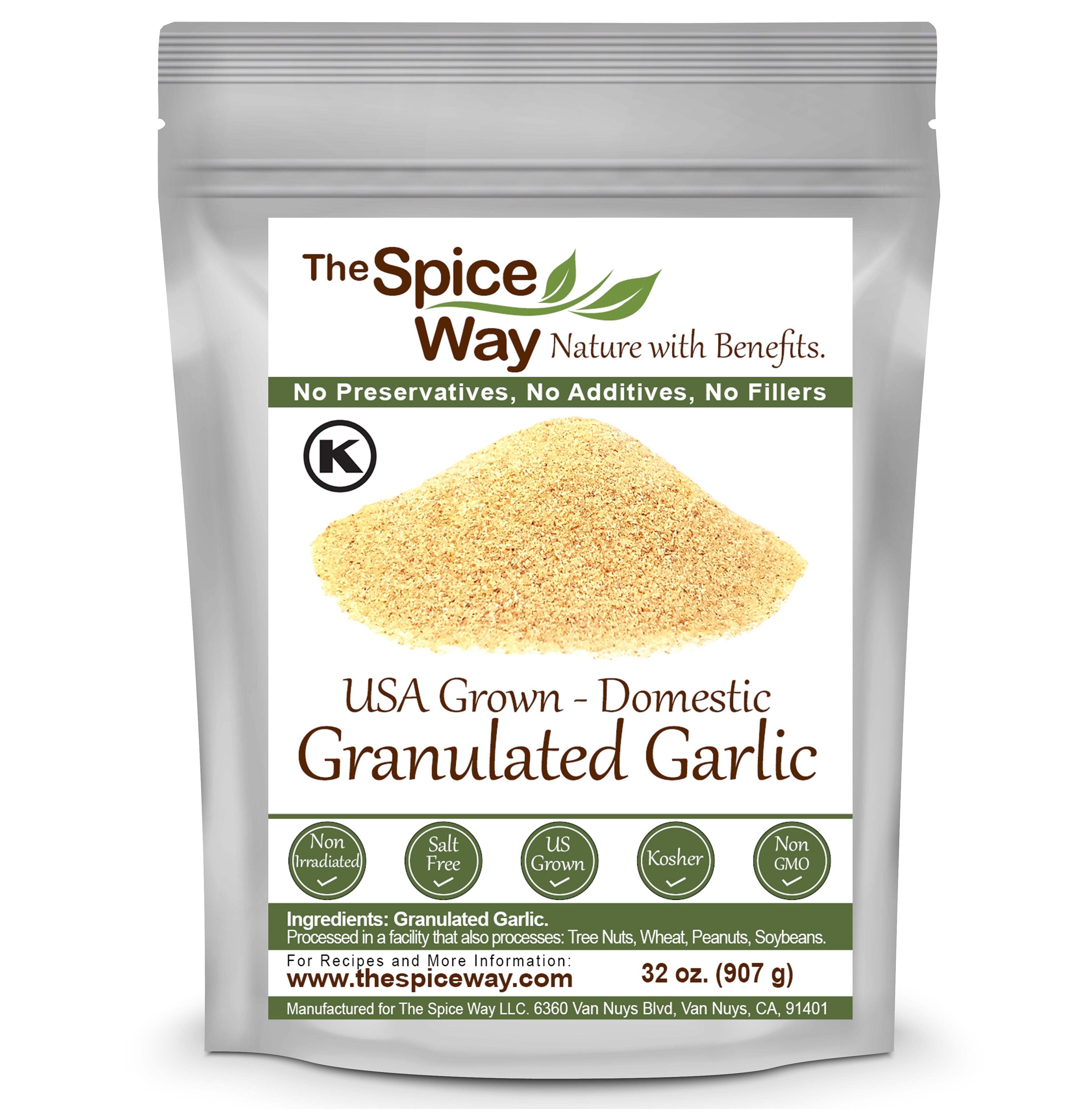 The Spice Way Granulated Garlic - European, Middle Eastern, Asian, and American cuisine Spice Blend – All Natural - Resealable Pouch - 32 Oz.