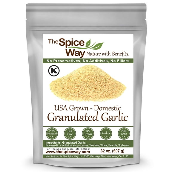 The Spice Way Granulated Garlic - European, Middle Eastern, Asian, and American cuisine Spice Blend  All Natural - Resealable Pouch - 32 Oz.