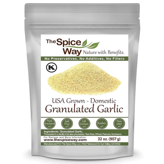 The Spice Way Granulated Garlic - European, Middle Eastern, Asian, and American cuisine Spice Blend All Natural - Resealable Pouch - 32 Oz.
