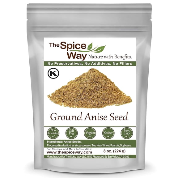 The Spice Way Ground Anise Seed - Middle Eastern, Mediterranean, Indian, and European Cuisines - 8 oz.