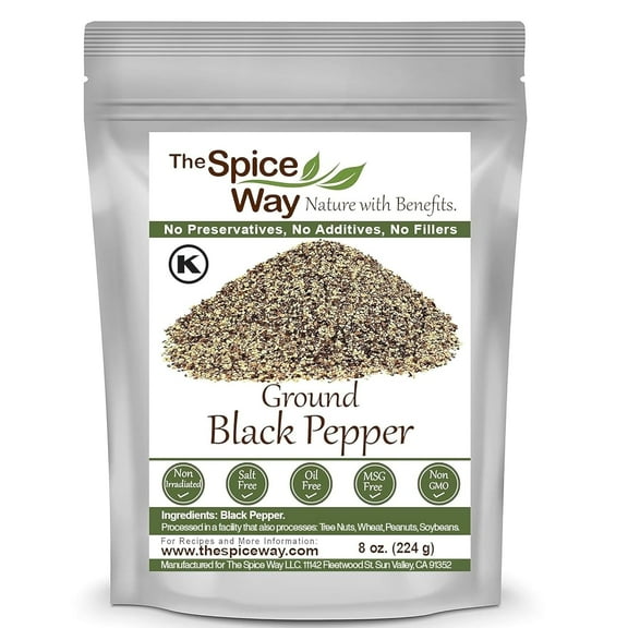 The Spice Way Ground Black Pepper - Middle Eastern, European, Indian and American Cuisine - 8 oz.