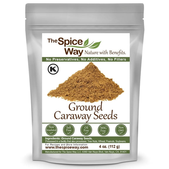 The Spice Way Ground Caraway Seed - Middle Eastern, Asian, and American cuisine Spice Blend – All Natural – Resealable Pouch – 4 oz.