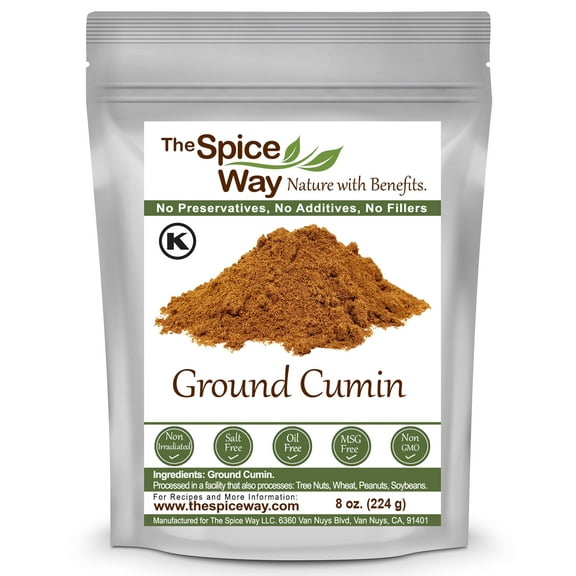 The Spice Way - Ground Cumin, Middle Eastern, Asian and American Cuisines, All Natural, Resalable Pouch - 8oz.