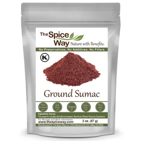 The Spice Way Ground Sumac - Middle Eastern and Turkish Cuisine Spice Blend, All Natural, Resealable Pouch - 2 oz.