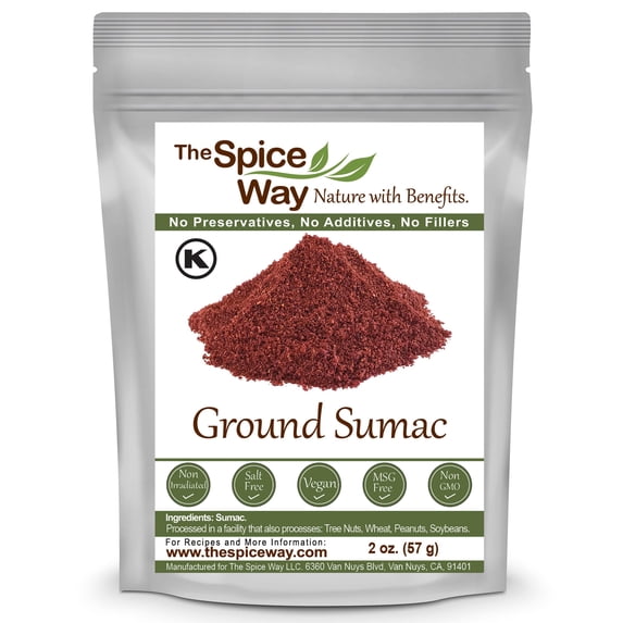 The Spice Way Ground Sumac - Middle Eastern and Turkish Cuisine Spice Blend, All Natural, Resealable Pouch - 2 oz.