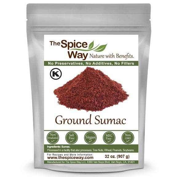The Spice Way Ground Sumac - Middle Eastern and Turkish cuisine Spice Blend All Natural Resealable Pouch - 32 oz.