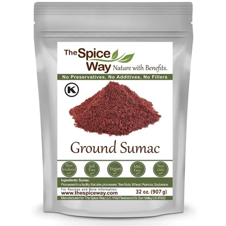 The Spice Way Ground Sumac - Middle Eastern and Turkish cuisine Spice Blend – All Natural – Resealable Pouch - 32 oz.