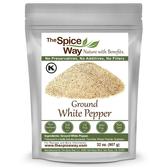 The Spice Way Ground White Pepper - Asian cuisine All Natural - Resealable Pouch - 32 Oz.