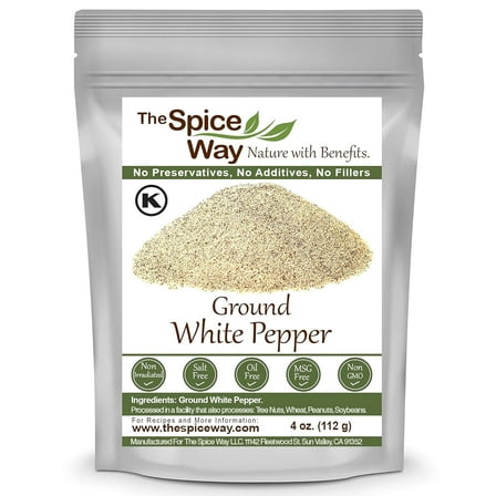 The Spice Way Ground White Pepper - Middle Eastern, Asian, and American Cuisine, All Natural - 4 oz.