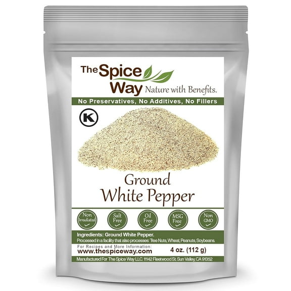 The Spice Way Ground White Pepper - Middle Eastern, Asian, and American Cuisine, All Natural - 4 oz.