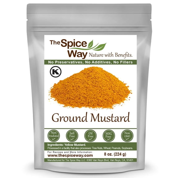 The Spice Way Ground Yellow Mustard Seeds - European, Asian and American cuisine Spice Blend – All Natural – 8 oz.