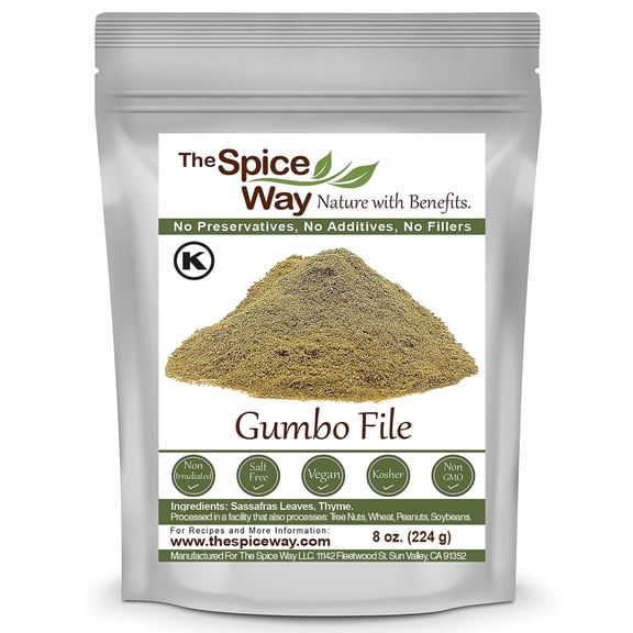The Spice Way Gumbo File - Premium Ground Sassafras Tree Leaves, Great for Cajun, Creole Dishes, 8 oz