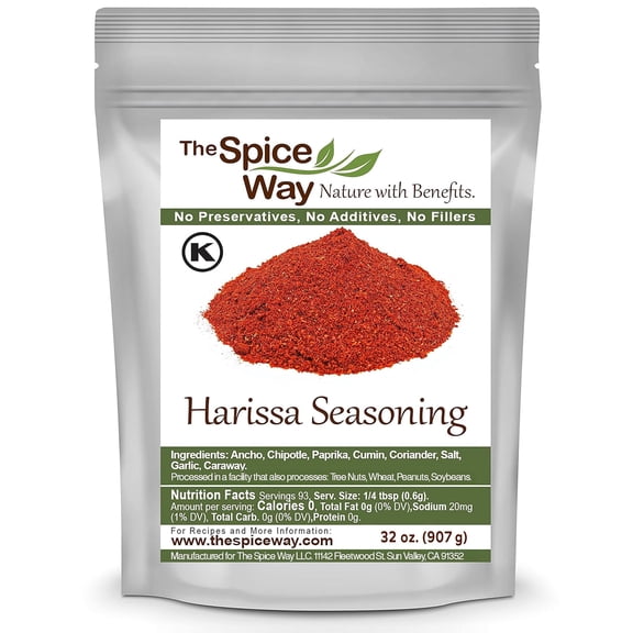 The Spice Way Harissa Seasoning Arabian and African Spice Blend Chili Pepper Paste - All Natural Resealable Bag 32 oz.