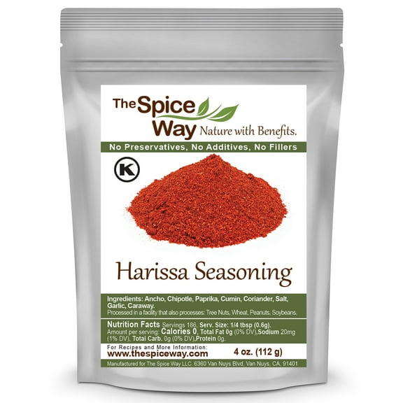 The Spice Way Harissa Seasoning Arabian and African Spice Blend Chili Pepper Paste - All Natural Resealable Bag 4 Oz.