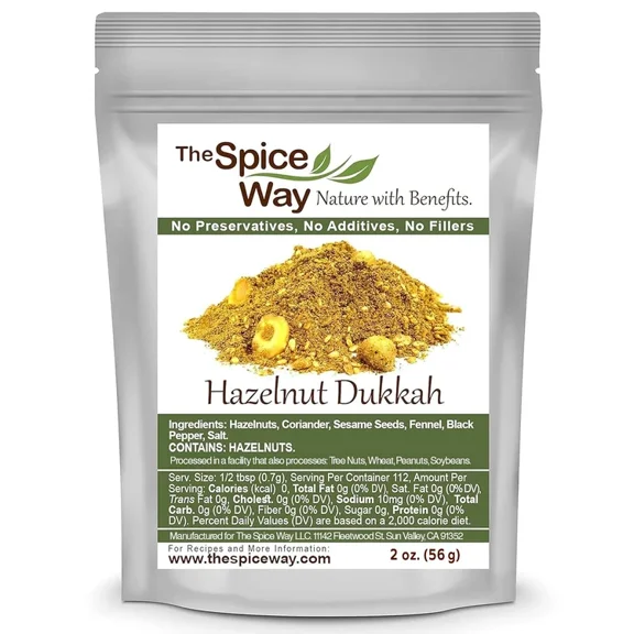 The Spice Way Hazelnut Dukkah Seasoning - Traditional Egyptian Spice Blend – All Natural -Resealable Bag - 2 oz