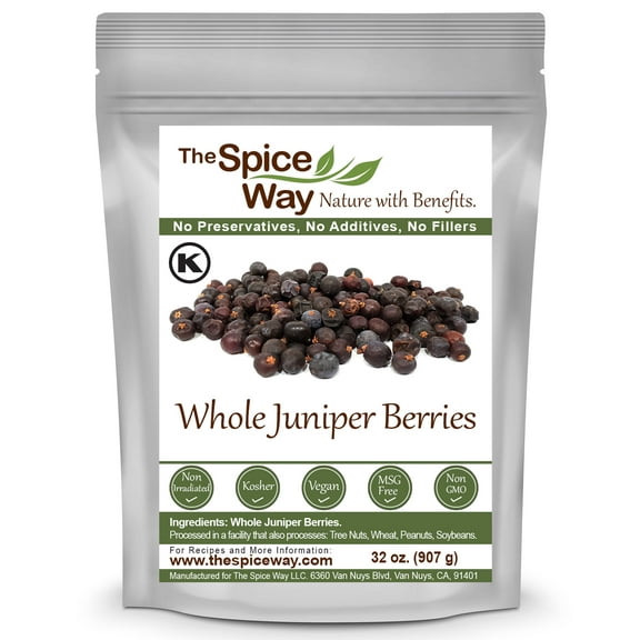 The Spice Way Juniper Berries European and American Cuisine - All Natural - Pure 100% - Resealable Pouch - 32 Oz.