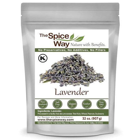 The Spice Way Lavender Flowers - Culinary and Edible Flower – All Natural – Dried – Loose Leaves – 32 oz.
