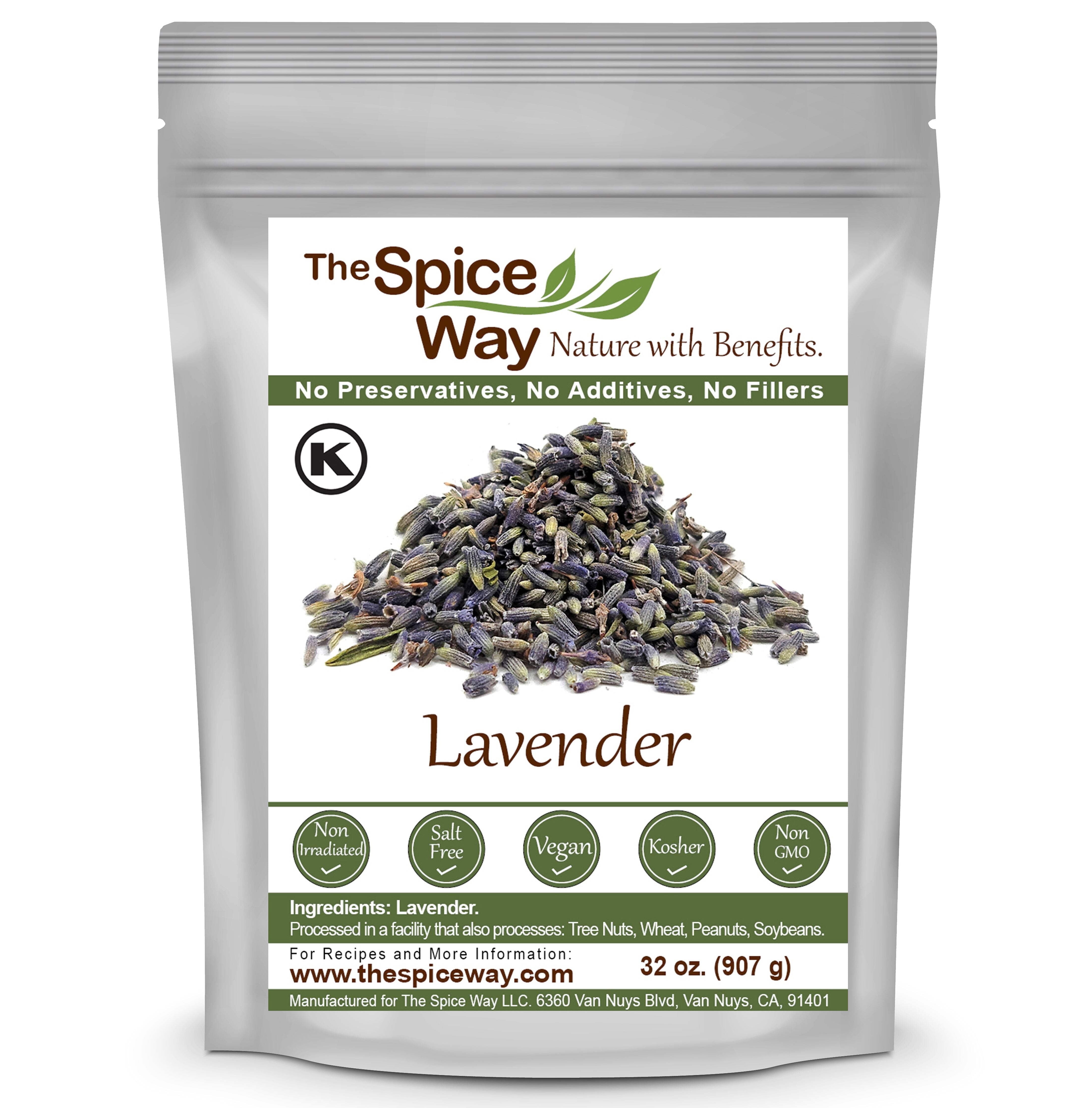 The Spice Way Lavender Flowers - Culinary and Edible Flower – All Natural – Dried – Loose Leaves – 32 oz.