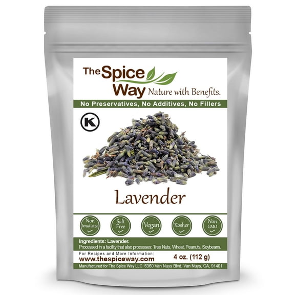 The Spice Way Lavender Flowers - Culinary and Edible Flower – All Natural – Dried – Loose Leaves – 4 oz.