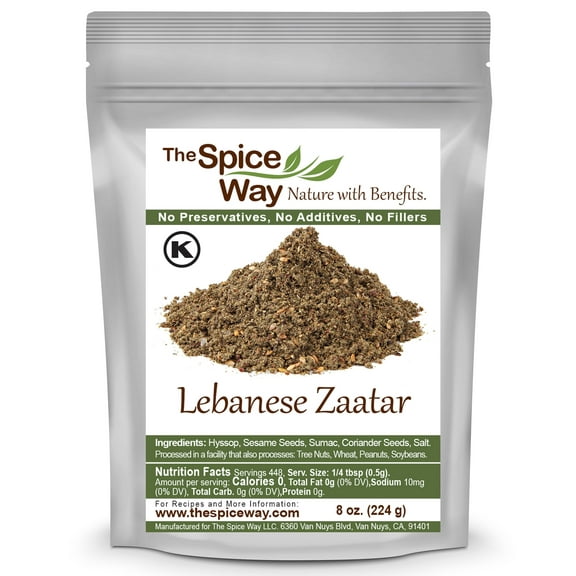 The Spice Way Lebanese Zaatar - Middle Eastern Cuisine Spice Blend All Natural With Hyssop and Sumac 8oz.