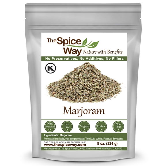 The Spice Way Marjoram Leaves  All Natural and Dried  Pure Ground Leaves  Vegan & Keto Friendly  8 oz