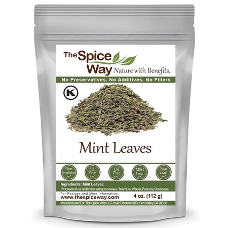 The Spice Way Mint Leaves – Middle Eastern Cuisine, Spice Blend, All Natural, Resealable Pouch - 4 oz