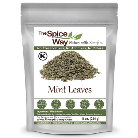 The Spice Way Mint Leaves - Middle Eastern Cuisine, Spice Blend, All Natural, Resealable Pouch - 8 oz