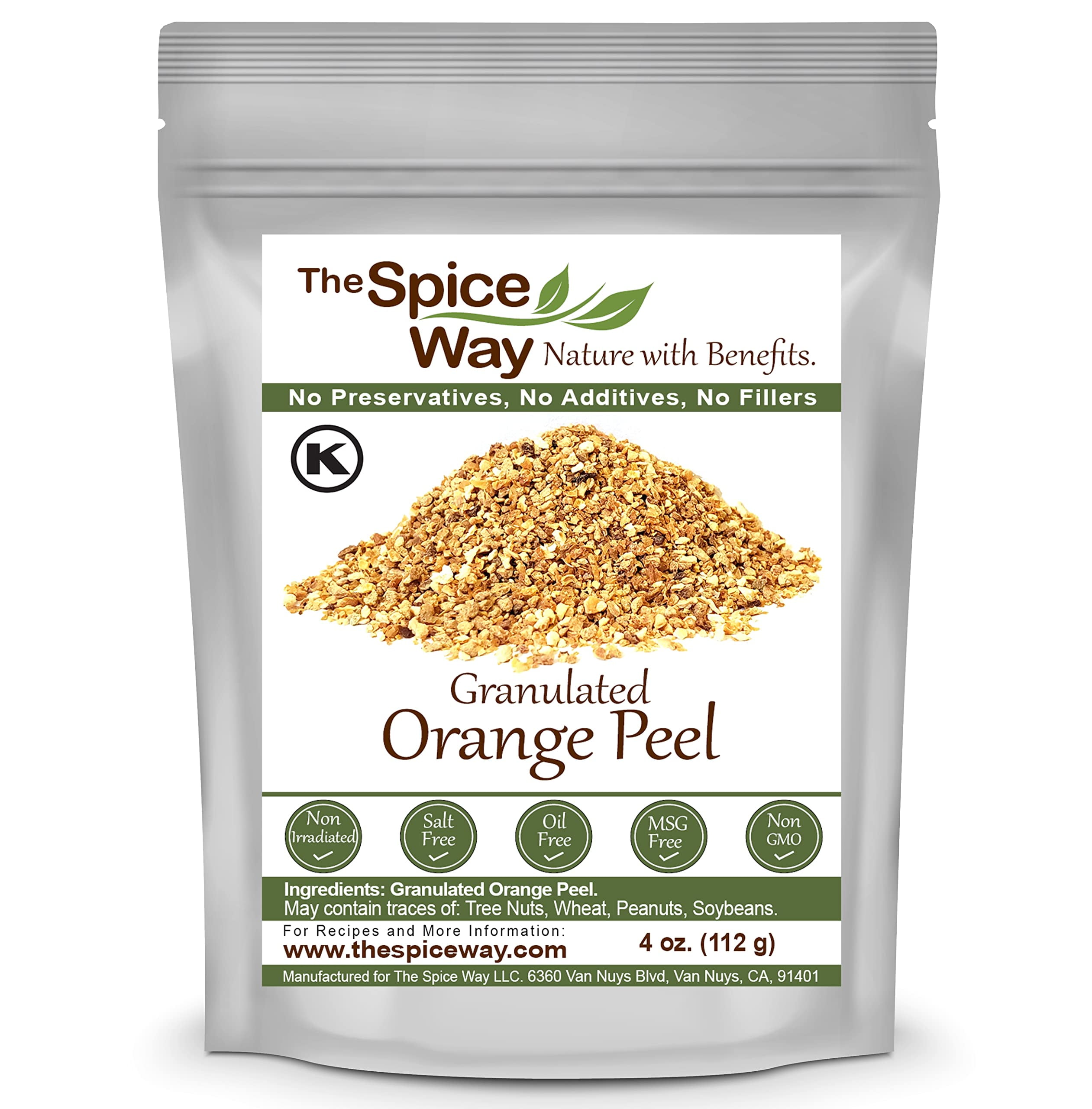 The Spice Way Orange Peel - Granules Without Any Preservatives. Great for Cooking, Baking and Tea - 4 oz.