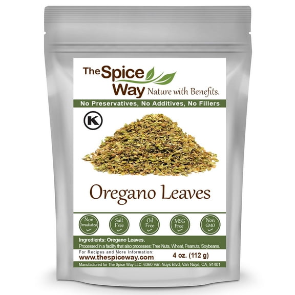 The Spice Way Oregano Leaves Greek, Mediterranean, and Mexican Cuisine All Natural Resealable Pouch 4 oz.