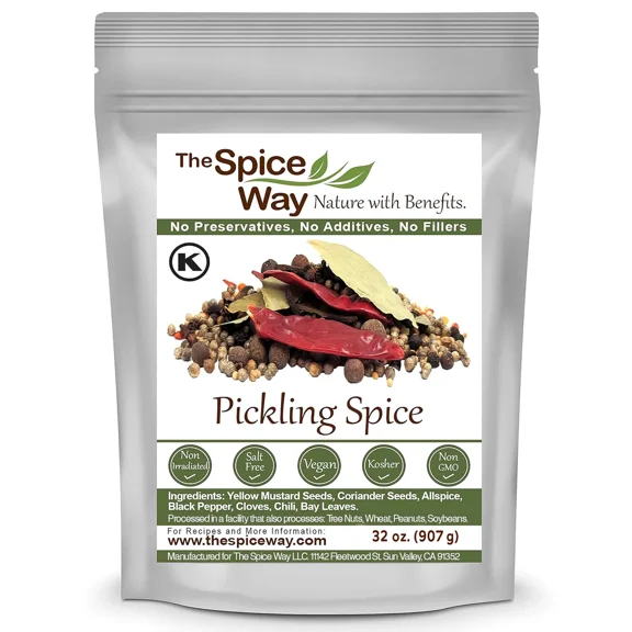 The Spice Way Pickling Spice - Middle Eastern, Asian, and American cuisine Spice Blend All Natural Homemade Pickles 32 oz