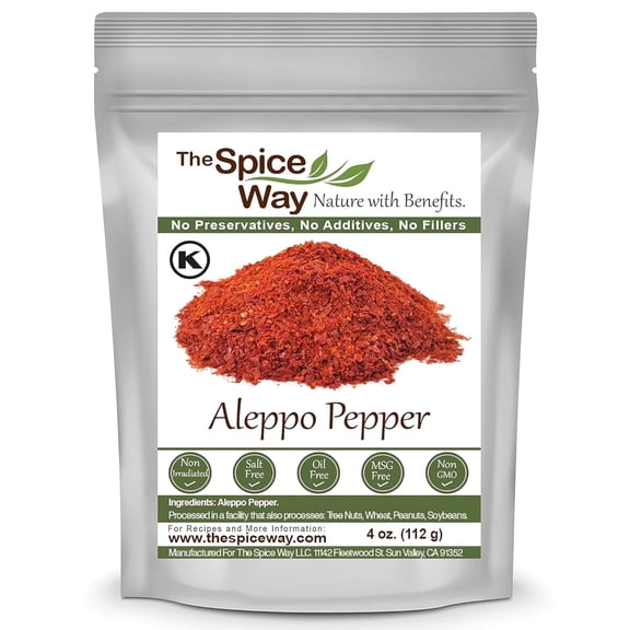 The Spice Way Premium Aleppo Pepper Flakes - Middle Eastern Cuisine - 4 oz