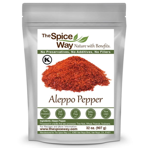 The Spice Way Premium Aleppo Pepper - All Natural Middle Eastern and Mediterranean Cuisine - Resealable Pouch - 2 lb (32oz)
