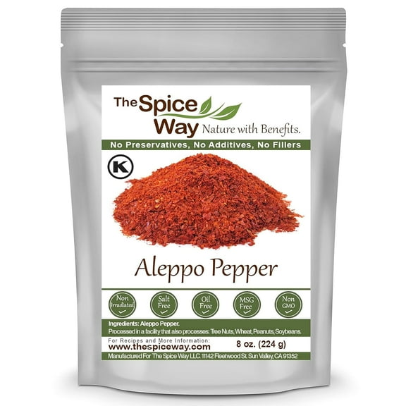 The Spice Way Premium Aleppo Pepper - All Natural Middle Eastern and Mediterranean Cuisine - Resealable Pouch - 8 oz.