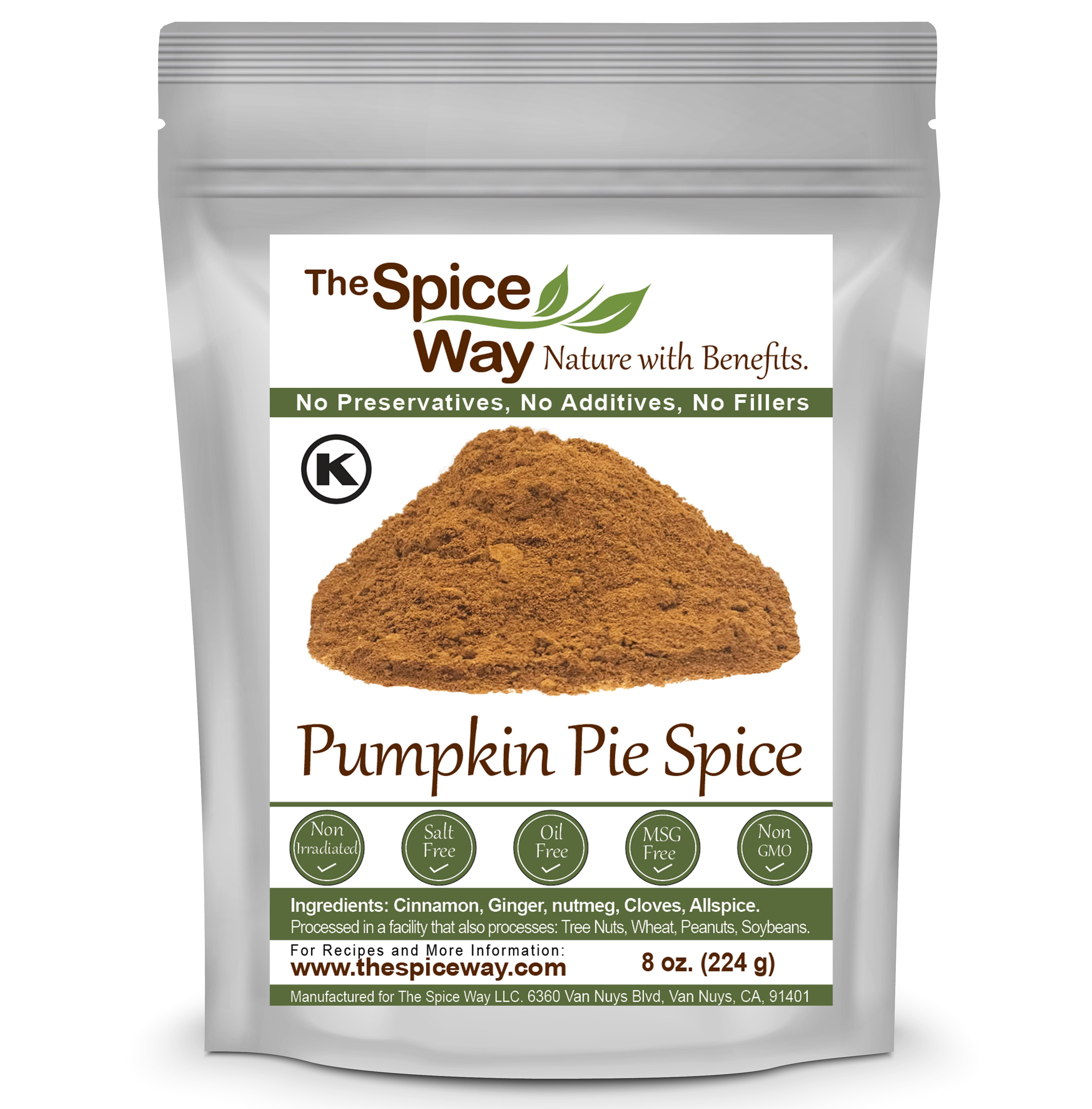 The Spice Way Pumpkin Pie Spice - 8 oz seasoning includes Cinnamon, Ginger, Nutmeg, Cloves & Allspice - Perfect for Baking