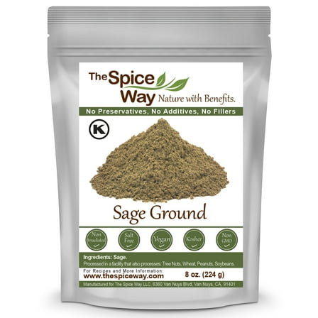 The Spice Way - Sage Ground Powder - Kosher Certified Pure and Authentic Culinary Delight - 8 oz