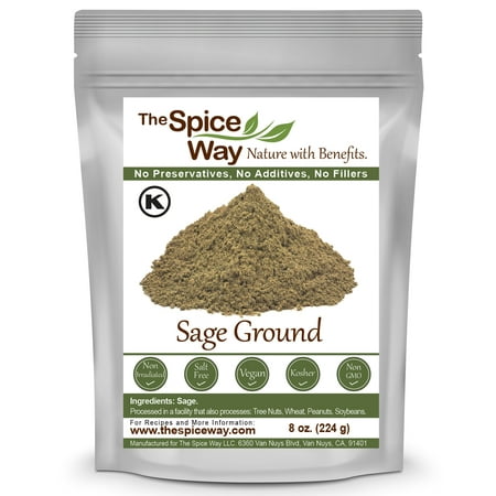 The Spice Way - Sage Ground Powder - Kosher certified Pure and Authentic Culinary Delight - 8 oz