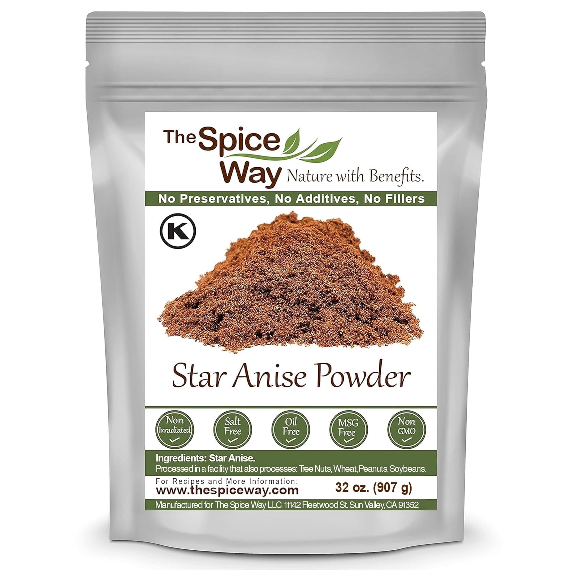 The Spice Way Star Anise Ground - Oriental & Middle Eastern Cuisine, 100% Natural - 32 oz