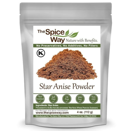 The Spice Way Star Anise Ground - Oriental & Middle Eastern Cuisine, 100% Natural - 4 oz