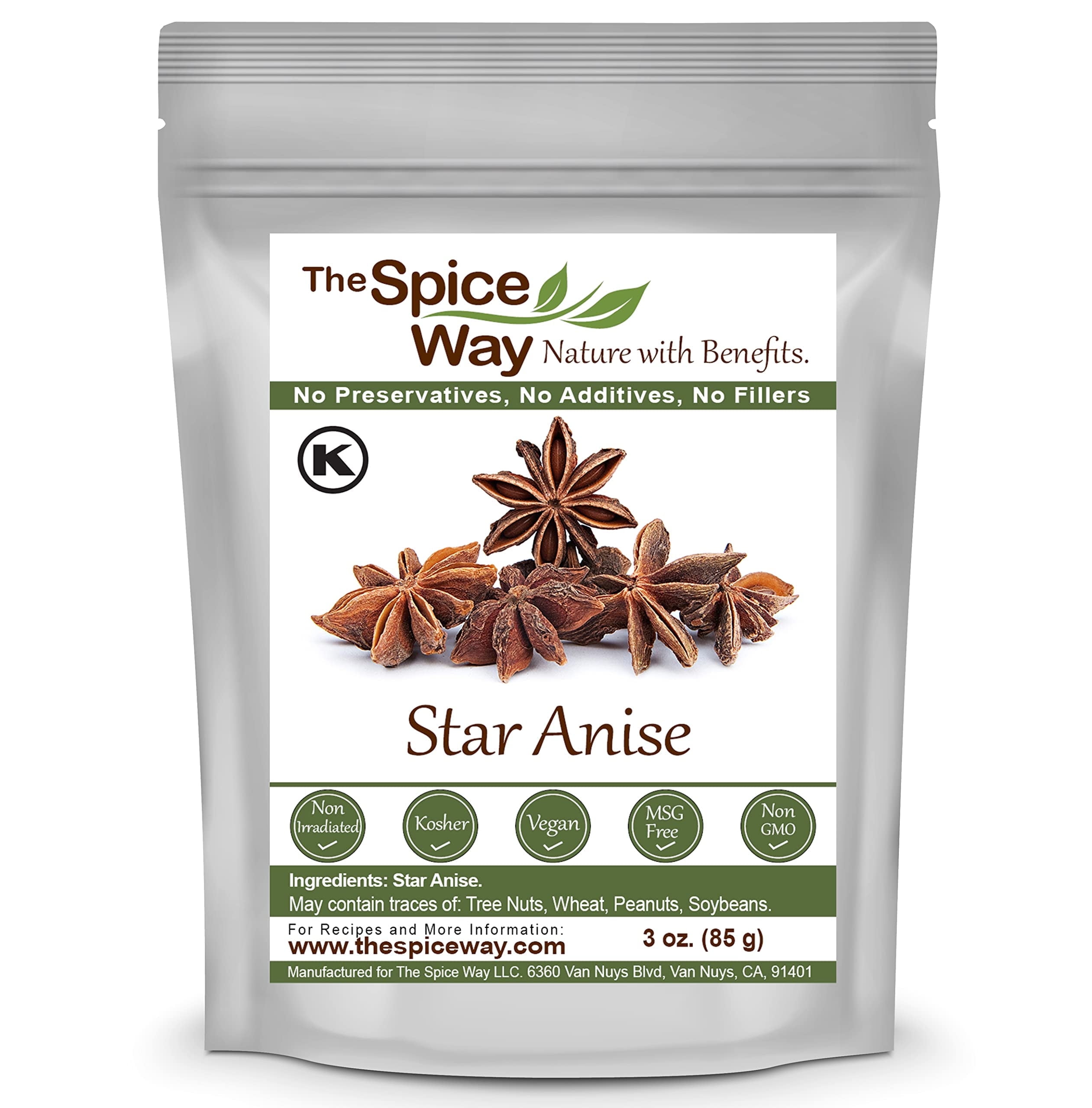 The Spice Way Star Anise - Whole Great for Baking and Tea - 3 oz.